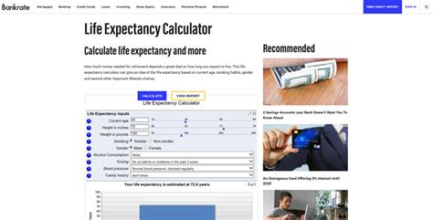 life expectancy questionnaire and calculator.